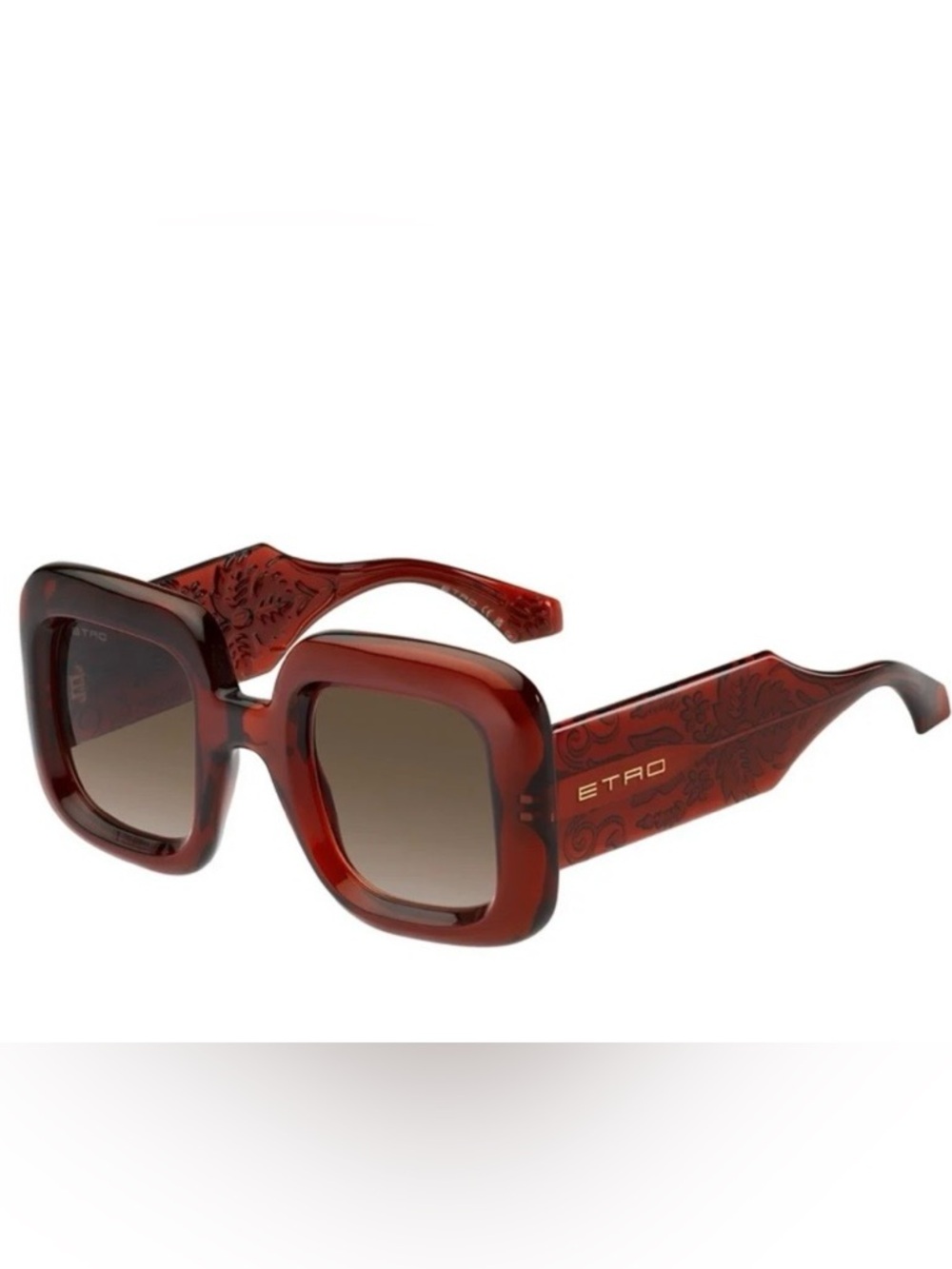 Etro Oversized Square Sunglasses in Brick Red with Case ETRO0015/S 2LFHA - Picture 2 of 4
